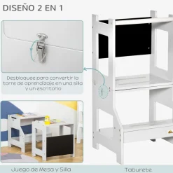 Homcom - Torre aprendizaje 2 en 1 madera Gris