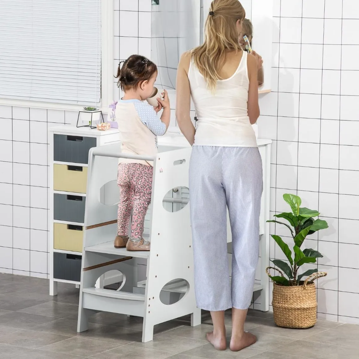 Homcom - Torre de aprendizaje madera Gris