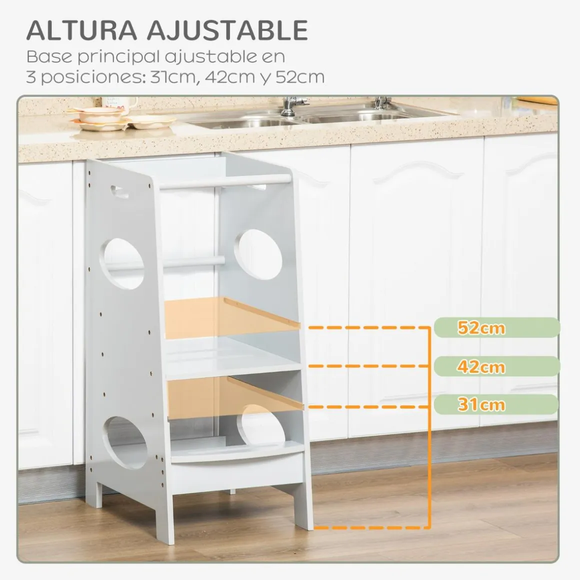 Homcom - Torre de aprendizaje madera Gris