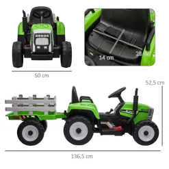 Homcom - Tractor elécrico Verde