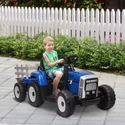 Homcom - Tractor eléctrico batería con remolque y mando a distancia