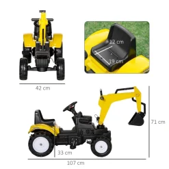 Homcom - Tractor Excavadora a pedales