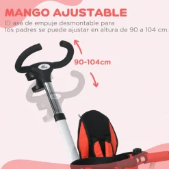 Homcom - Triciclo Evolutivo con capota Reflectante - Rojo