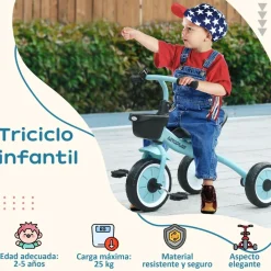 Homcom - Triciclo infantil Azul