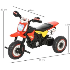Homcom - Triciclo Moto de Montaña Infantil Rojo HomCom
