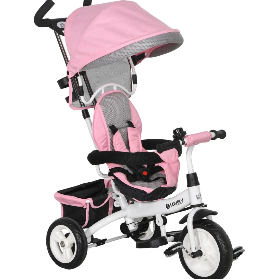 Homcom - Triciclo para bebé con capota Rosa