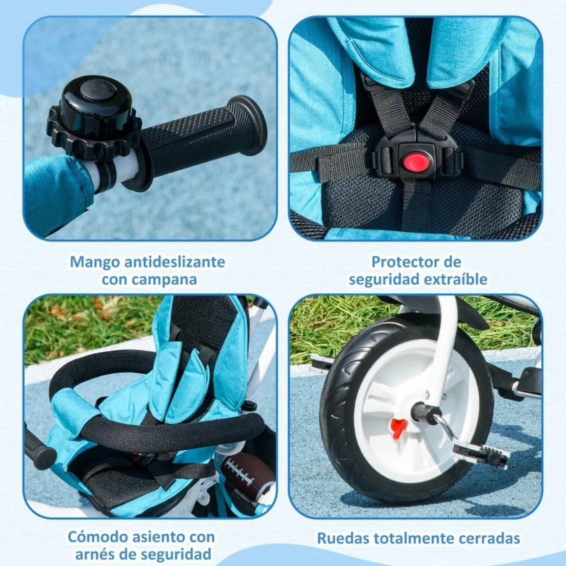 Homcom - Triciclo para bebé con capota Azul