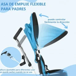 Homcom - Triciclo para bebé con capota Azul