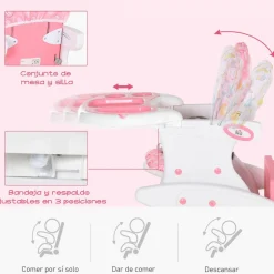 Homcom - Trona 3 en 1 rosa