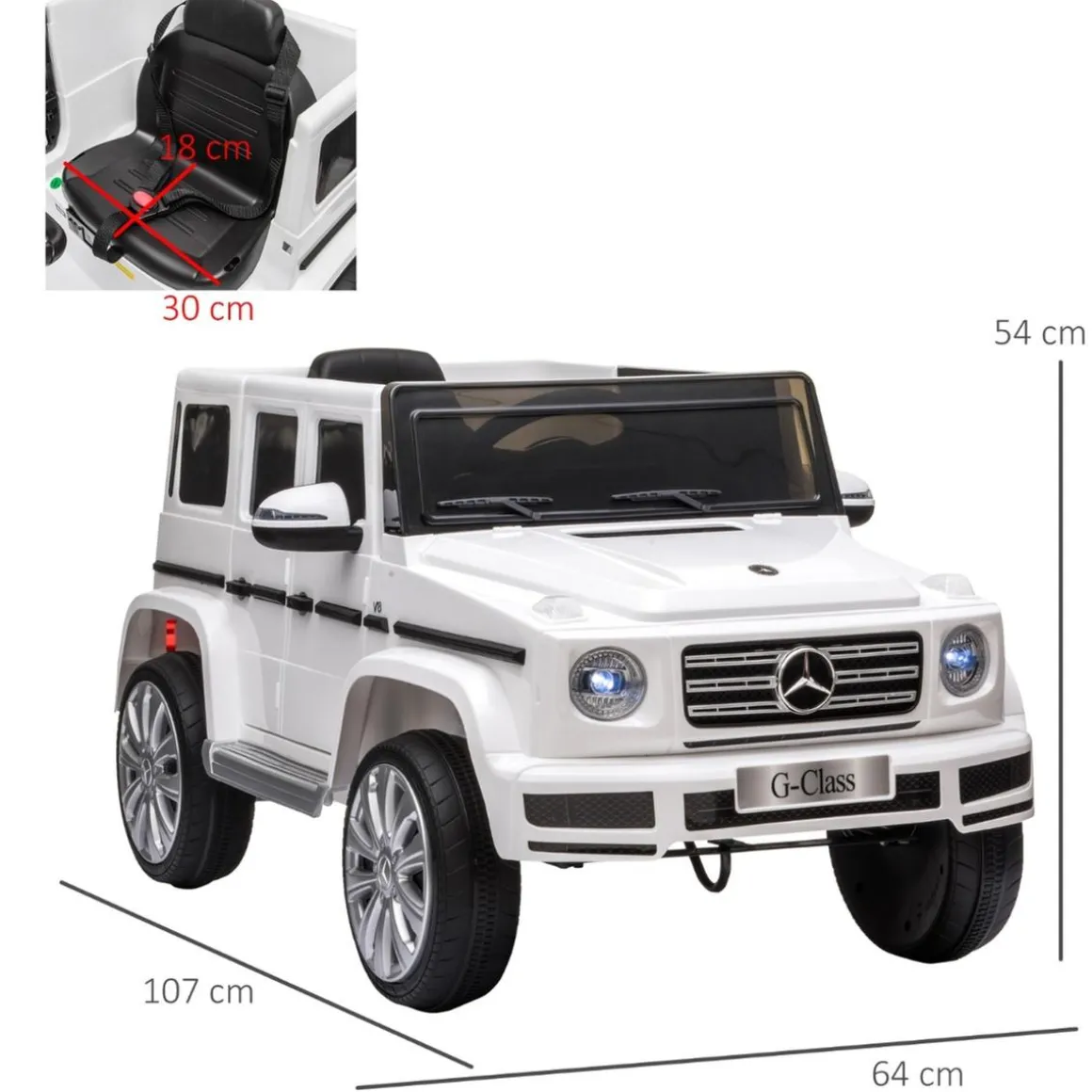 Homcom - Vehículo batería con mando Mercedes Blanco