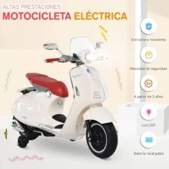 Homcom - Vespa blanca Vehículo de batería