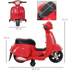 Homcom - Vespa roja Vehículo de batería