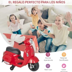 Homcom - Vespa roja Vehículo de batería
