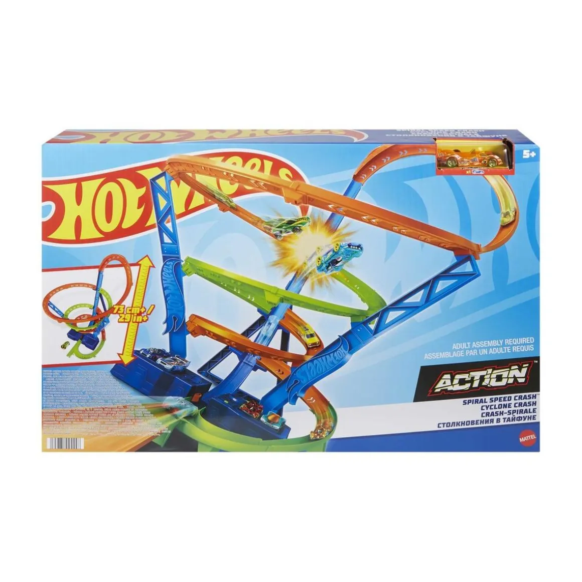 Hot Wheels - Pista de coches con espiral rápida y choques Hot Wheels Action ㅤ