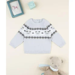 Jersey bebé gris con bordado de ositos