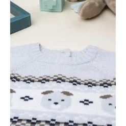 Jersey bebé gris con bordado de ositos
