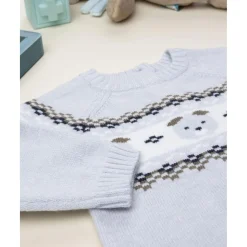 Jersey bebé gris con bordado de ositos