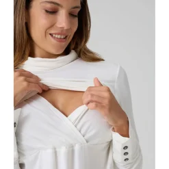 Jersey de lactancia blanco de cuello alto