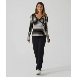 Jersey lactancia a rayas negro y beige