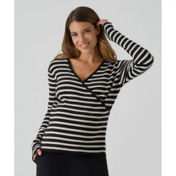 Jersey lactancia a rayas negro y beige