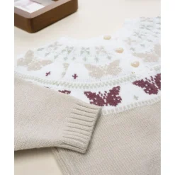 Jersey niña beige con mariposas