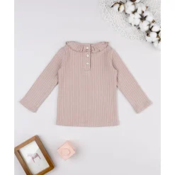 Jersey rosa de cuello alto para niña