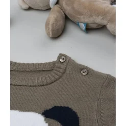 Jersey tricot bebé marrón con perrito