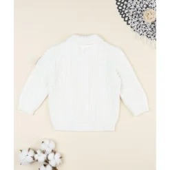 Jersey tricot blanco con parche en la manga para niño