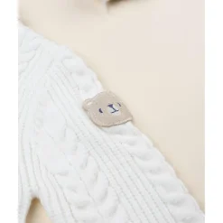 Jersey tricot blanco con parche en la manga para niño