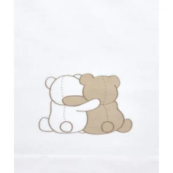 Juego de cama 3 piezas de franela blanca con osito