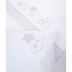 Juego de cuna 3 piezas gris con osito y estrellas