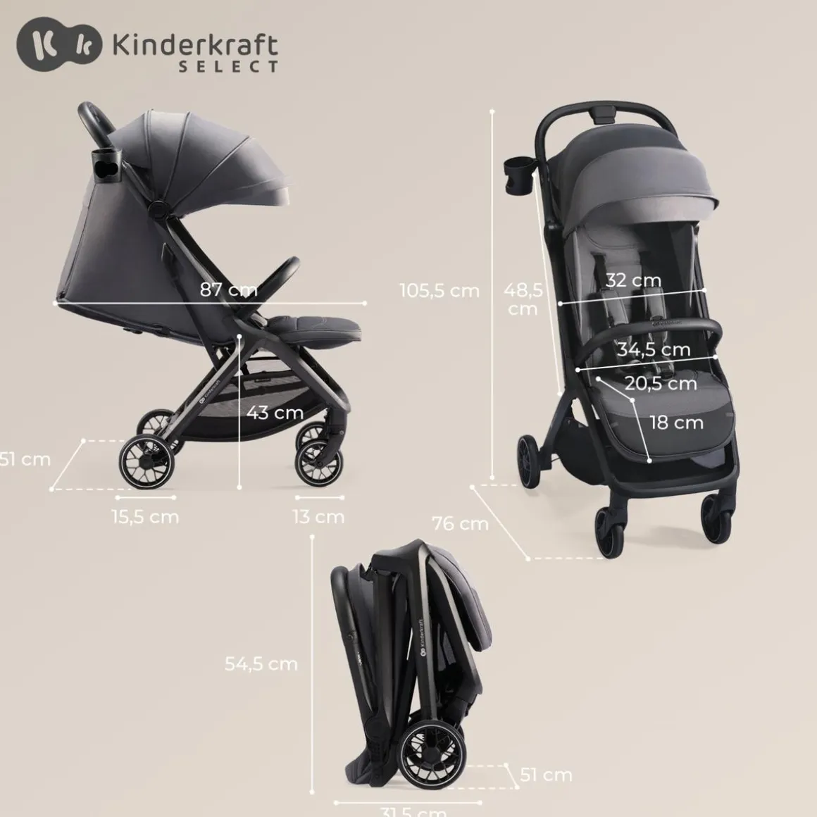 Kinderkraft - Silla de paseo Nubi 2 Cloudy Grey