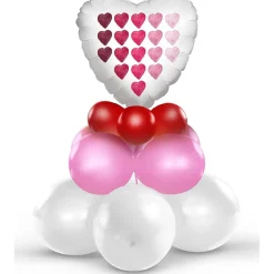 Kit de decoración y inflado Corazón Blanco Amor (12 globos de látex, 1 globo foil mylar 45 cm) para composición de 75 cm de alto ㅤ