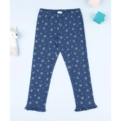 Legging azul con micro flores para niña