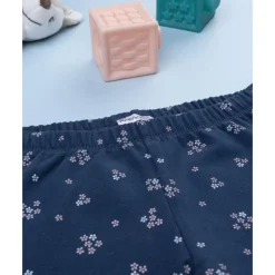 Legging azul con micro flores para niña