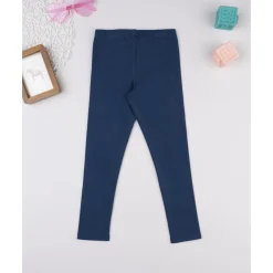 Legging felpado azul con bordado floral para niña