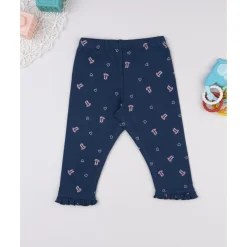 Leggings azules con lazos y corazones para niña