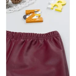 Leggings efecto piel burdeos para niña