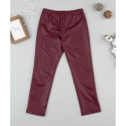 Leggings efecto piel burdeos para niña