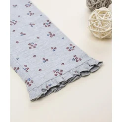 Leggings grises de niña con estampado floral allover