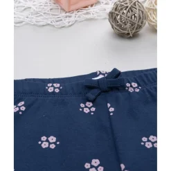 Leggings niña azul con flores y lazo