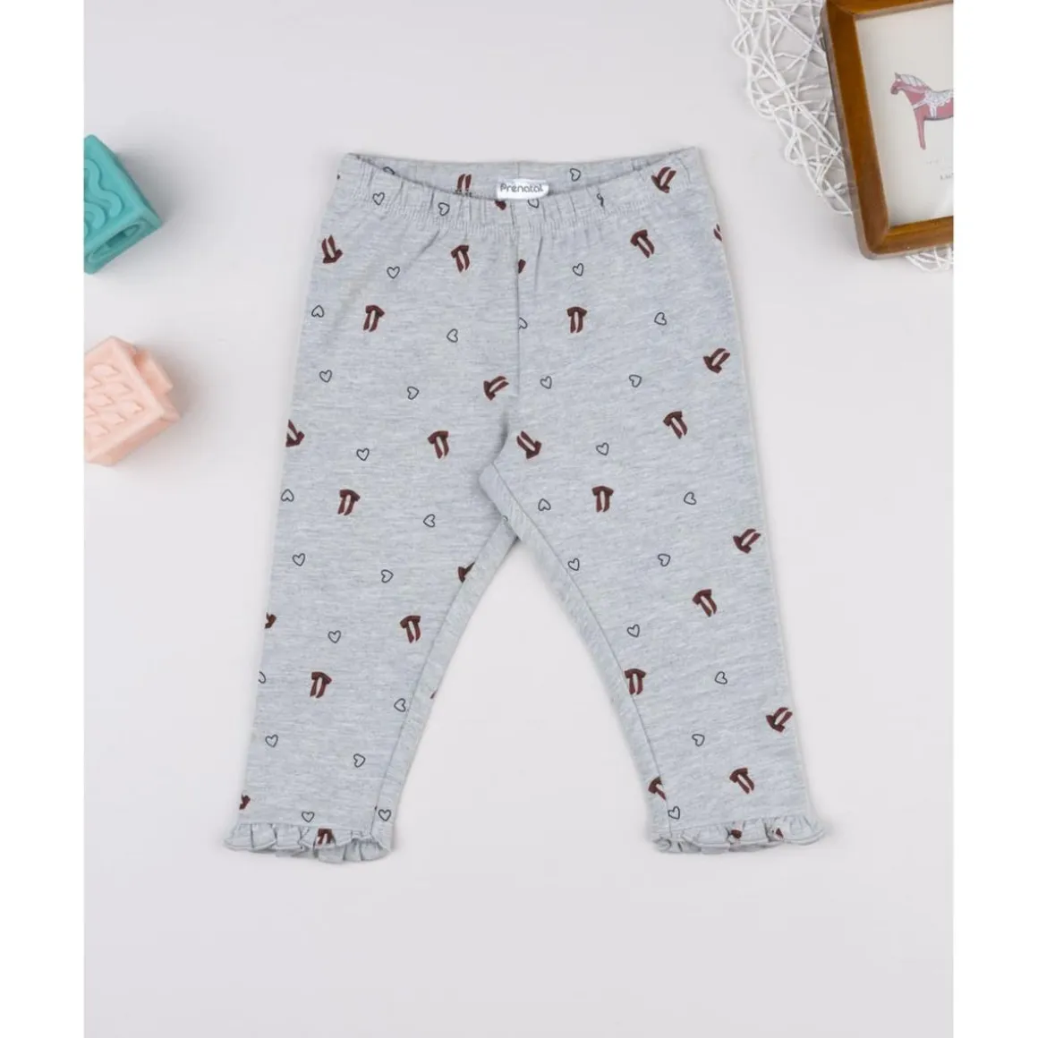 Leggings niña grises con corazones y lazos