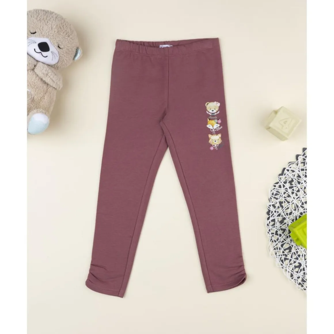 Leggings niña rosa antiguo con estampado animal