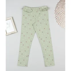 Leggings niña verdes con estampado floral