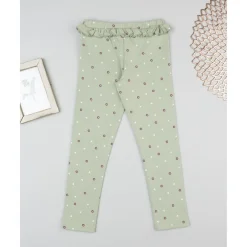 Leggings niña verdes con estampado floral