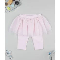 Leggings rosa de niña con falda de tul