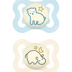 Mam - Pack 2 chupetes Supreme Night silicona brillante 2-6 meses azul