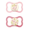 Mam - Pack 2 chupetes Supreme Night silicona mate +6 meses rosa