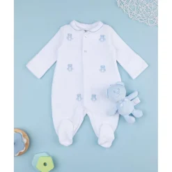 Mameluco de bebé blanco con osito de regalo