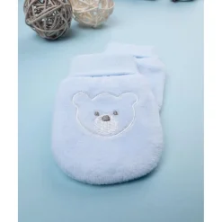 Manoplas de terciopelo azul para bebé